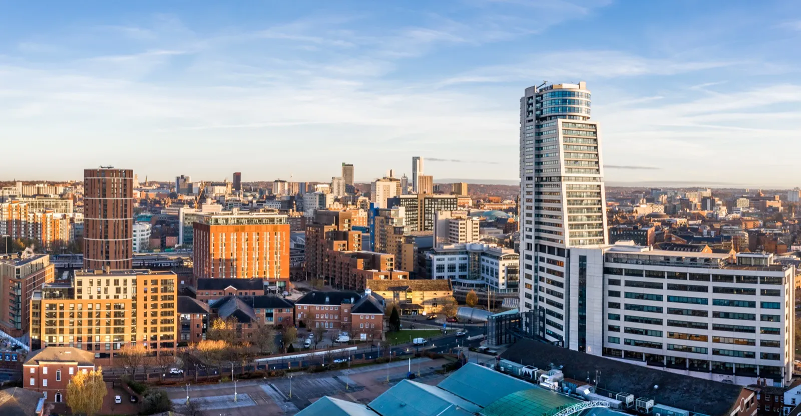 City skyline of modern and period buildings