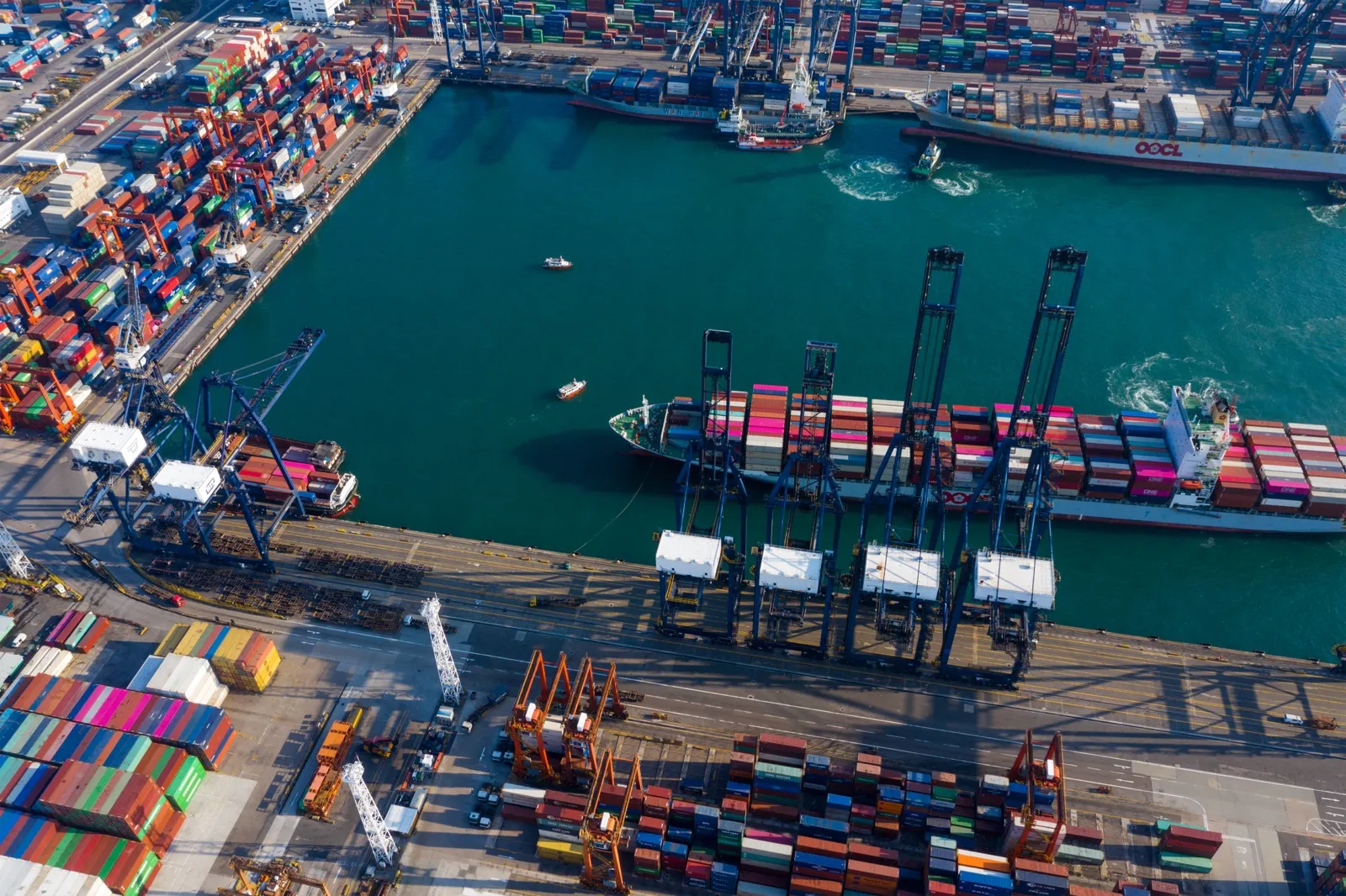 Container terminal at an international shipping port