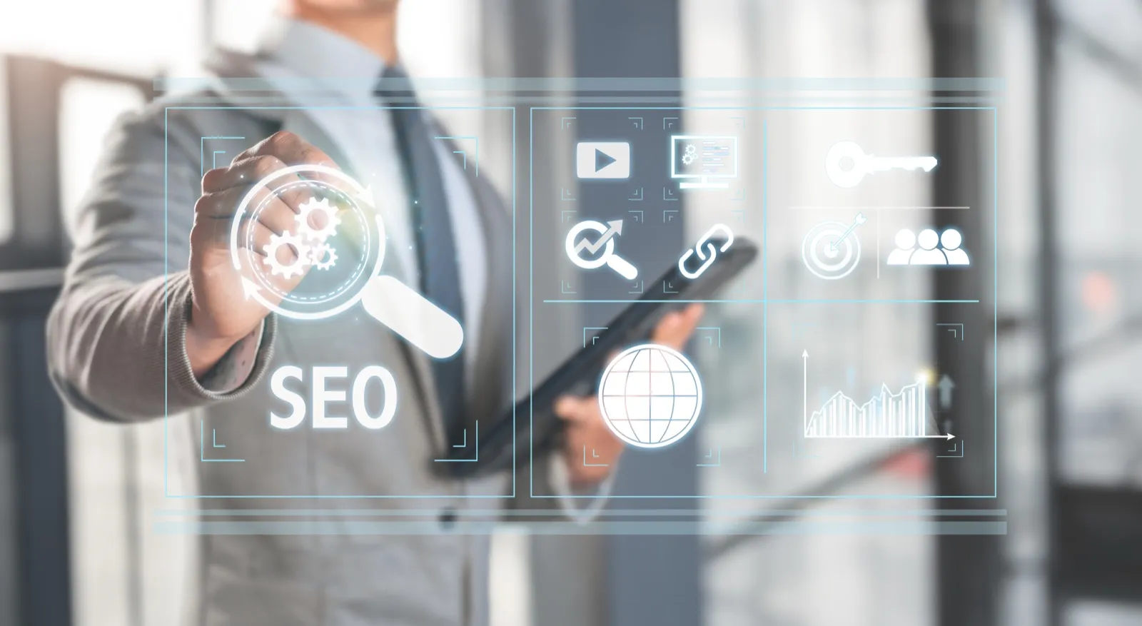 SEO analysis tools open on a laptop screen